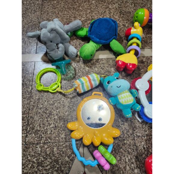 Lot of 17 Assorted Baby Toddler Toys Rattles Teethers Mirrors Crinkle Toy Bundle - Picture 2 of 8